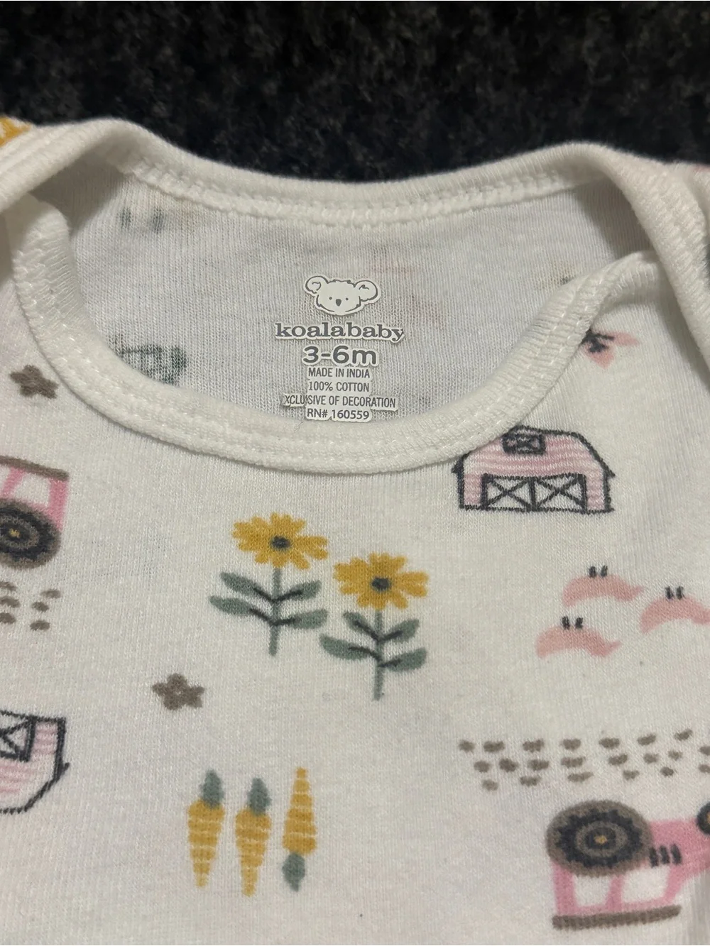 Long-Sleeve Farm Print One-Piece Bodysuit
